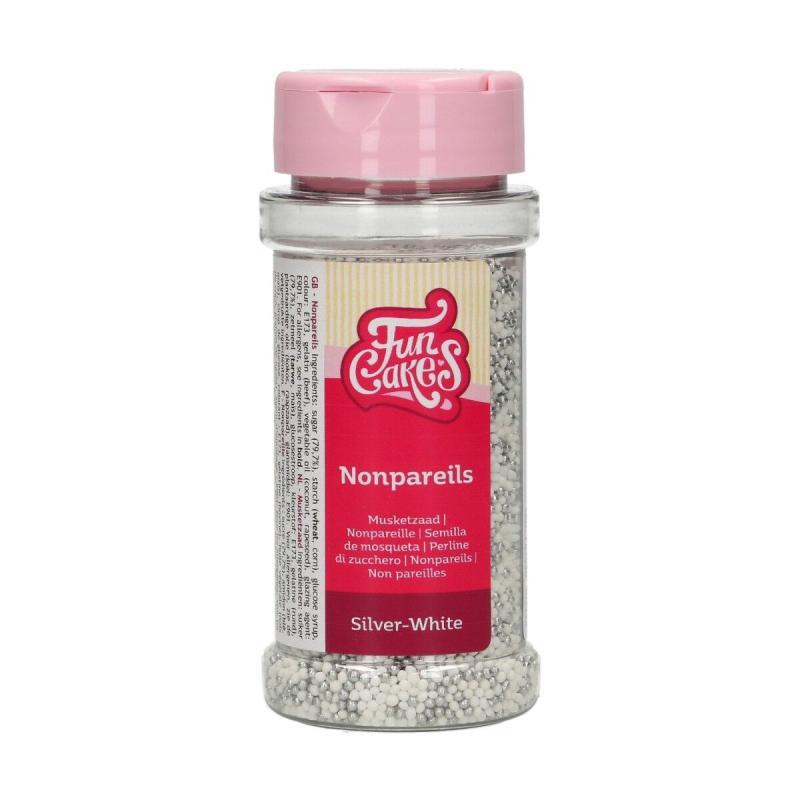 Nonpareils Sølv Hvid 80 G - Spiseligt Pynt til Kager