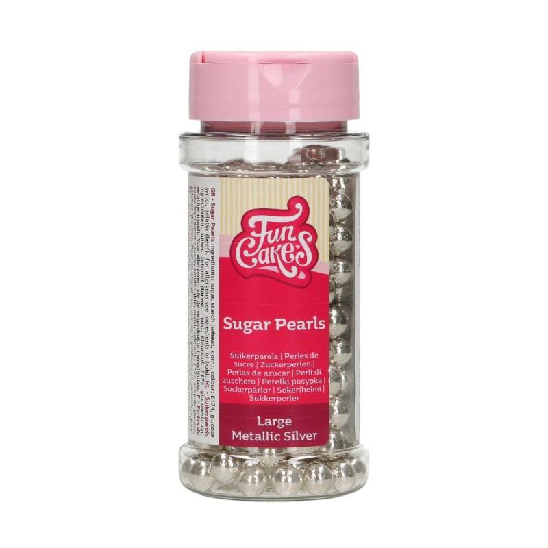 Sugar Pearls Large Metallic Silver 80 G