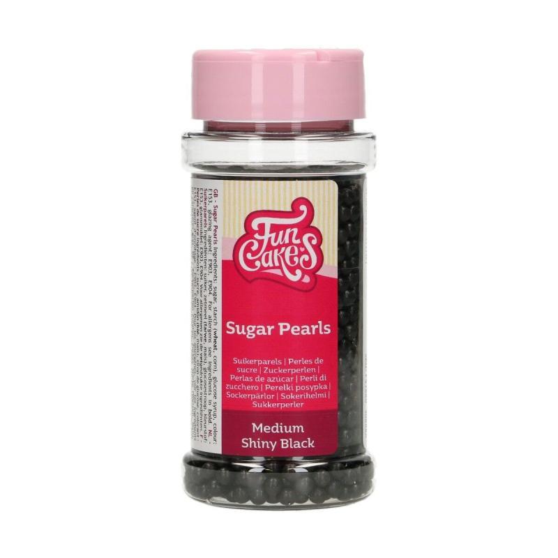 Sukkerkugler Medium Shiny Black 80 G - Spiseligt Pynt