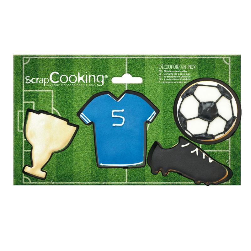 Udstikker Sæt med Fodboldtema - 4 Stk. i Rustfrit Stål