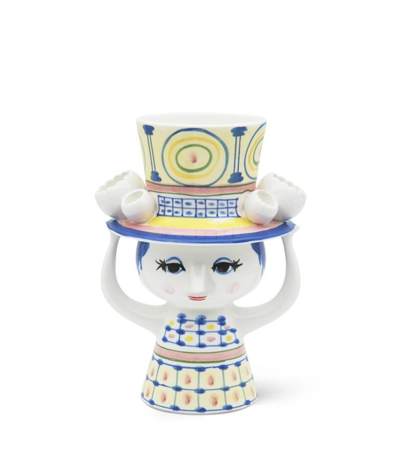 Bjørn Wiinblad Vase Lady med Hat - Blå H20,5 cm