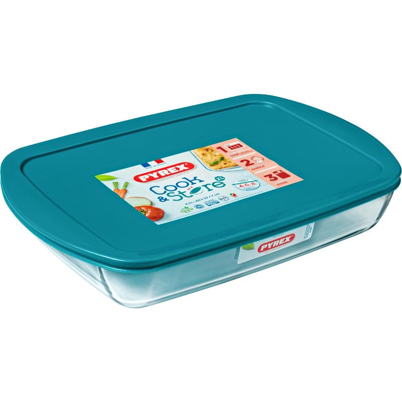Cook   Store Madkasse Glasform Med Låg  4 6 Liter