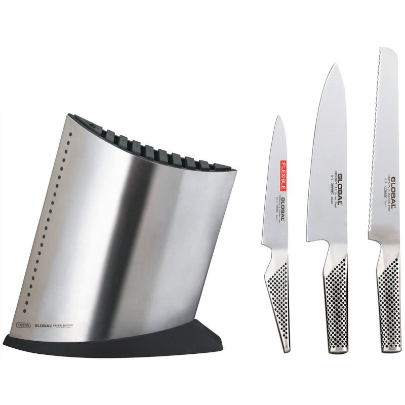 Knivblok Med 3 Knive  Rustfri Stål