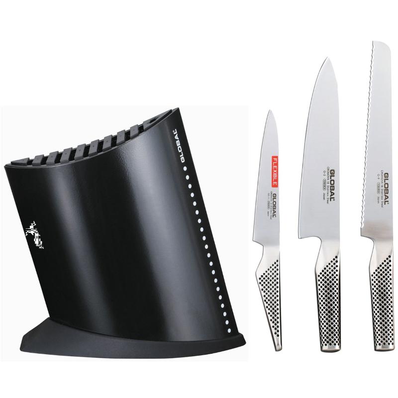 Knivblok Med 3 Knive Sort