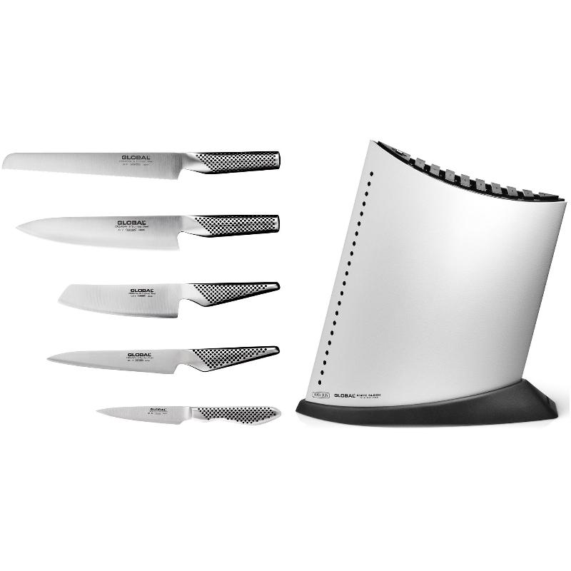 Knivsæt Med Knivblok Hvid