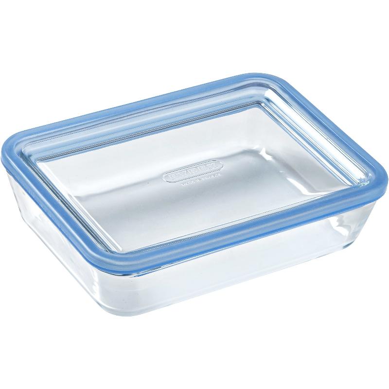 Pure Glass Ovnfast Fad Med Glaslåg  Rektangulært  0 8 Liter